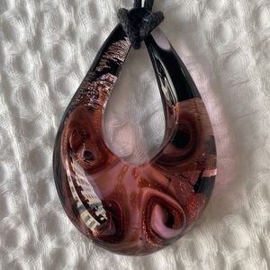 Murano Black and Pink Swirl Necklace